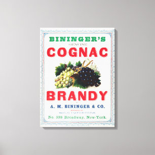 Vintage Ad For Bininger's Cognac Brandy. Canvas Print