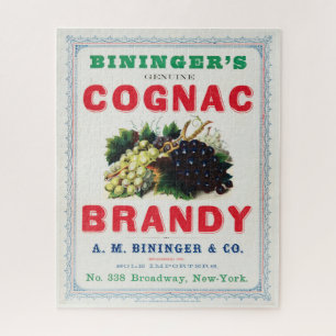 Vintage Ad For Bininger's Cognac Brandy. Jigsaw Puzzle