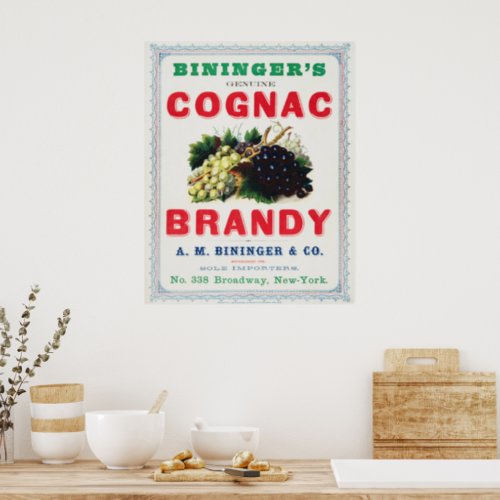 Vintage Ad For Biningers Cognac Brandy Poster