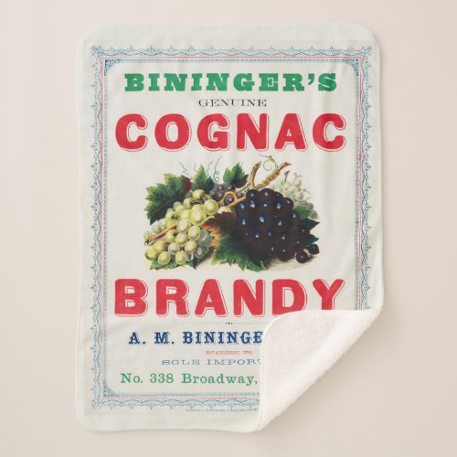 Vintage Ad For Biningers Cognac Brandy Sherpa Blanket