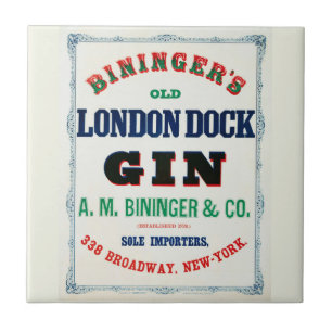 Vintage Ad For Bininger's Old London Dock Gin Ceramic Tile