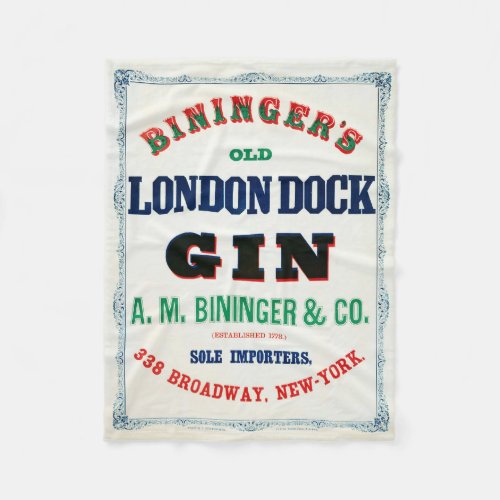 Vintage Ad For Biningers Old London Dock Gin Fleece Blanket