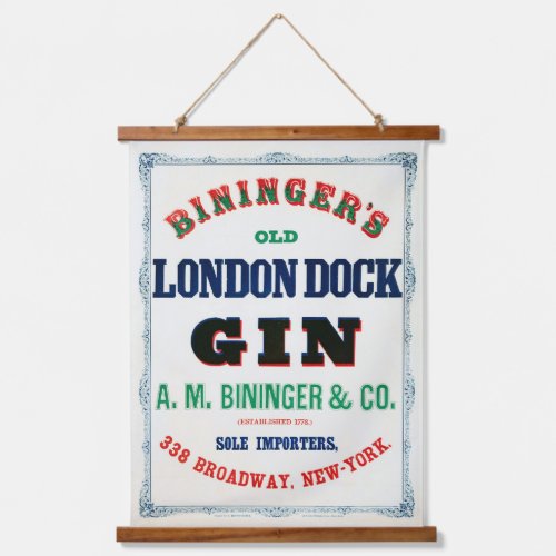 Vintage Ad For Biningers Old London Dock Gin Hanging Tapestry
