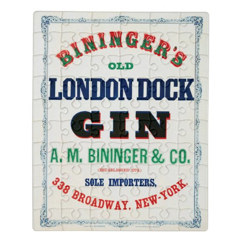 Vintage Ad For Biningers Old London Dock Gin Jigsaw Puzzle