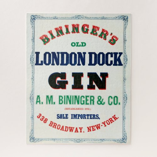 Vintage Ad For Biningers Old London Dock Gin Jigsaw Puzzle