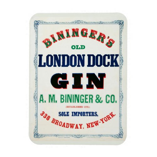 Vintage Ad For Biningers Old London Dock Gin Magnet