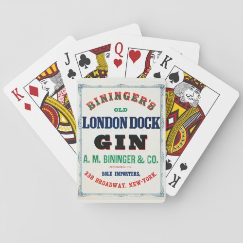 Vintage Ad For Biningers Old London Dock Gin Poker Cards