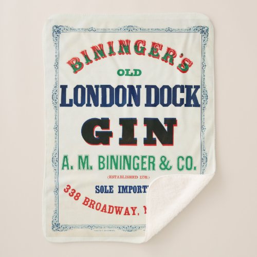 Vintage Ad For Biningers Old London Dock Gin Sherpa Blanket