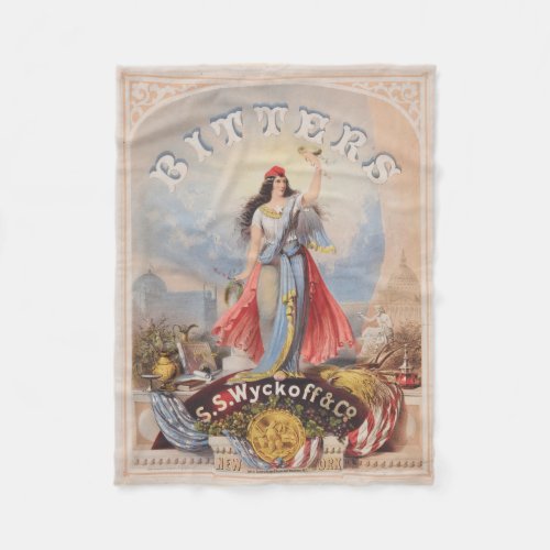 Vintage Ad For Bitters Sold By S S Wyckoff  Co Fleece Blanket