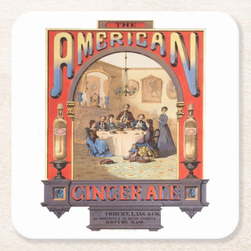 Vintage Ad For Coburn Lang  Company Ginger Ale Square Paper Coaster