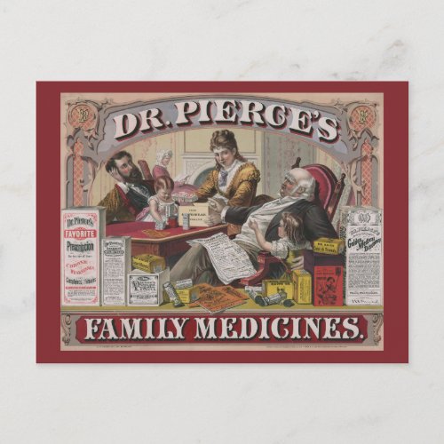Vintage Ad For Dr Pierces Family Medicines Postcard