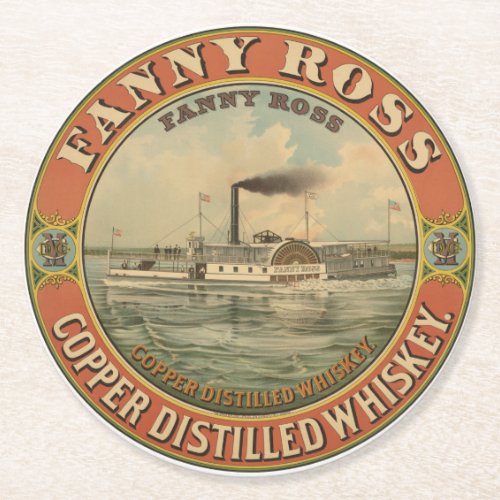 Vintage Ad For Fanny Ross Copper Distilled Whiskey Round Paper Coaster
