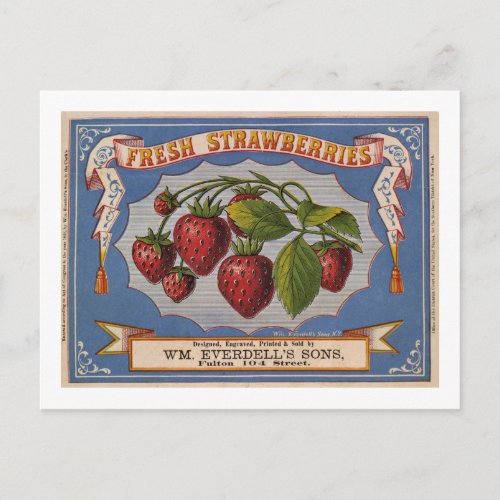 Vintage Ad for Fresh Strawberries circa 1868 Postcard