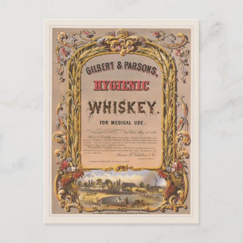 Vintage Ad For Gilbert  Parsons Hygienic Whiskey Postcard