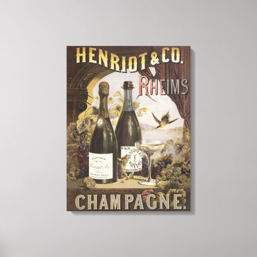Vintage Ad For Henriot  Co Rheims Champagne Canvas Print
