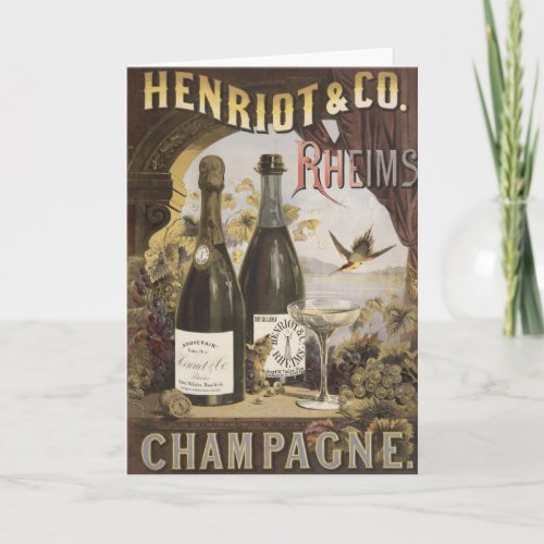 Vintage Ad For Henriot  Co Rheims Champagne Card