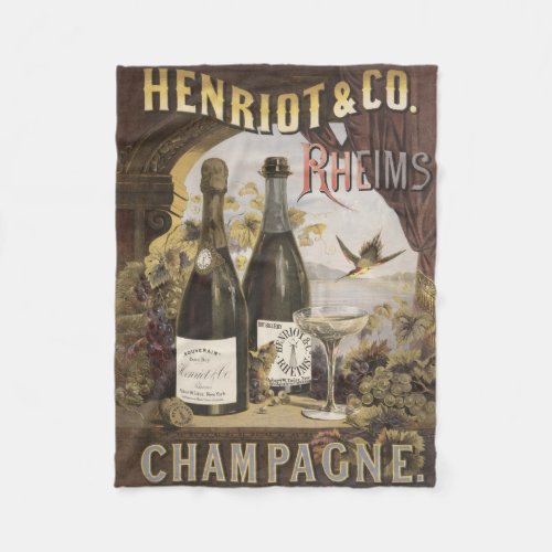 Vintage Ad For Henriot  Co Rheims Champagne Fleece Blanket