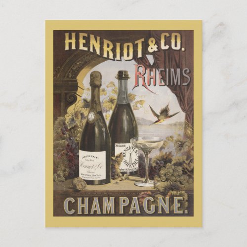 Vintage Ad For Henriot  Co Rheims Champagne Postcard