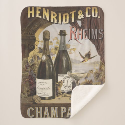 Vintage Ad For Henriot  Co Rheims Champagne Sherpa Blanket