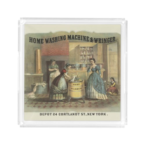 Vintage Ad For Home Washing Machine And Wringer Acrylic Tray