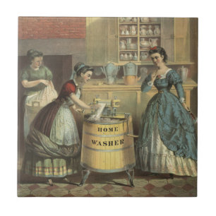 Vintage Ad For Home Washing Machine And Wringer. Ceramic Tile