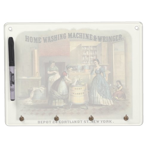 Vintage Ad For Home Washing Machine And Wringer Dry Erase Board With Keychain Holder
