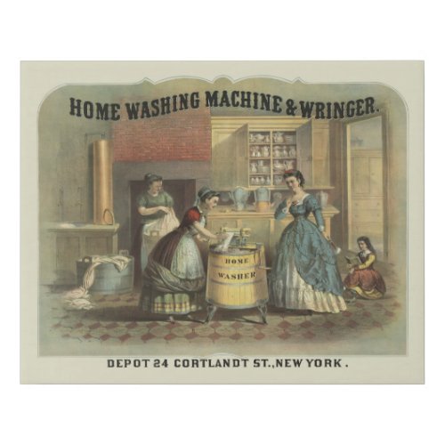 Vintage Ad For Home Washing Machine And Wringer Faux Canvas Print