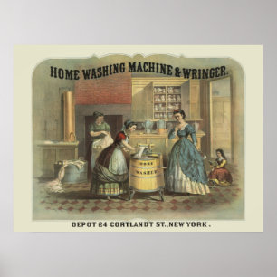 Vintage Ad For Home Washing Machine And Wringer. Poster