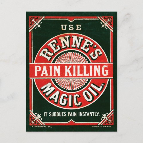 Vintage Ad For Rennes Pain Killing Magic Oil Postcard