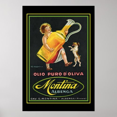 Vintage Ad Montina Olive Oil Poster 13 x 19