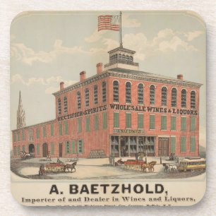 Vintage Ad Of August Baetzhold, Wines & Liquors Beverage Coaster