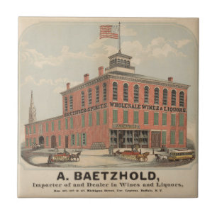 Vintage Ad Of August Baetzhold, Wines & Liquors Ceramic Tile