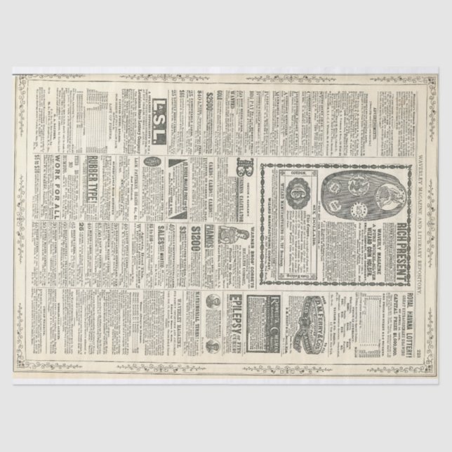 Vintage Ad Page Tissue Paper (Front)