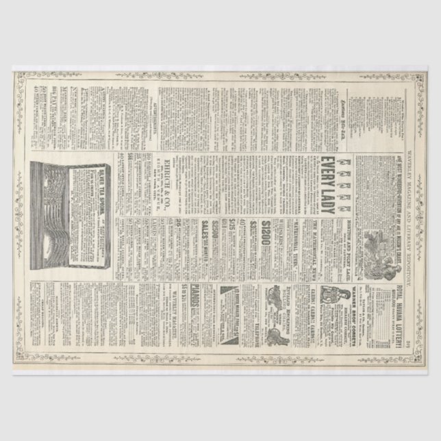 Vintage Ad Page Tissue Paper (Front)