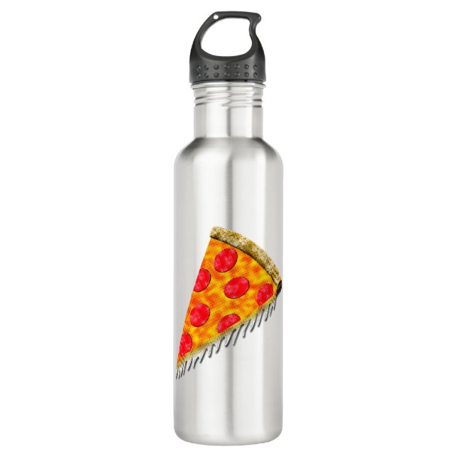 Vintage Ad Pizza Slice Stainless Steel Water Bottle (Front)