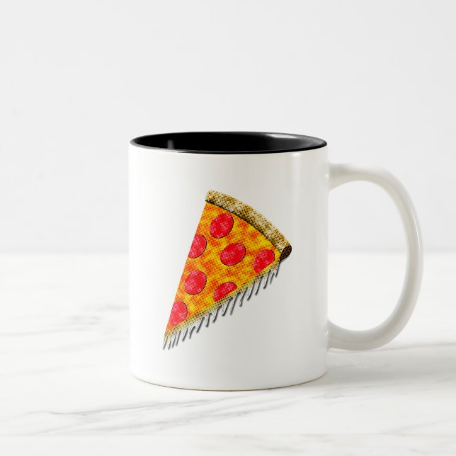 Vintage Ad Pizza Slice Two-Tone Coffee Mug (Right)