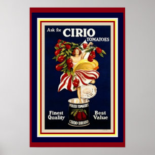 Vintage Ad Poster for Cirio Tomatoes 13 x 19