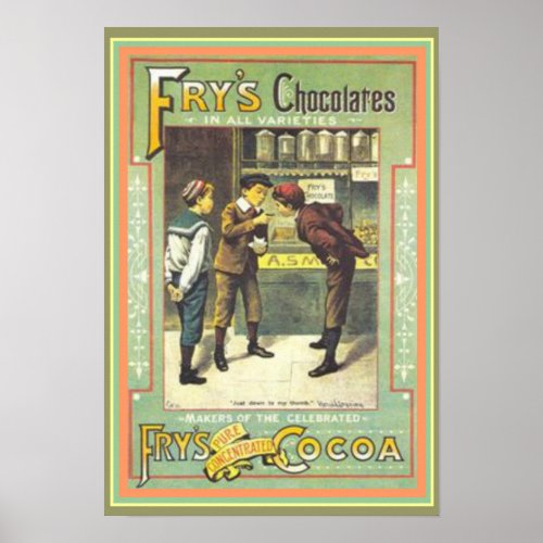 Vintage Ad Poster Frys Chocolates 13 x 19