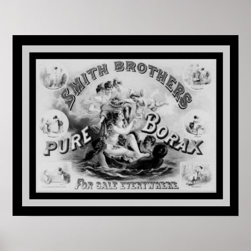 Vintage Ad Poster Smith Bros Borax 16 x 20