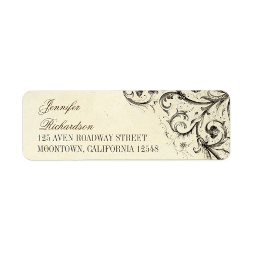 vintage address labels with elegant flourishes