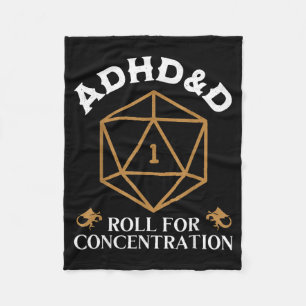 Vintage Adhdd Roll For Concentration Dnd Men Women Fleece Blanket