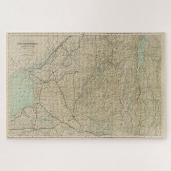Vintage Adirondack Mountains Railroad Map (1895) Jigsaw Puzzle by Alleycatshirts at Zazzle