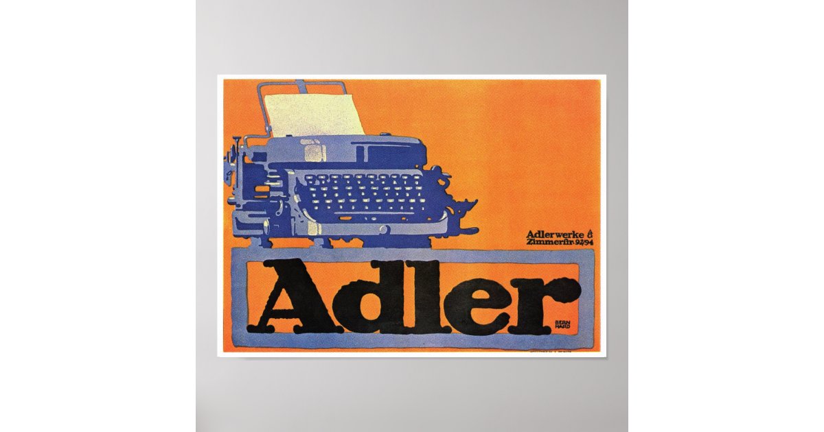 Vintage Adler Typewriter Ad Poster Zazzle