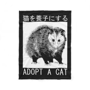 Vintage Adopt A Cat Possum Japanese Opossum  Fleece Blanket
