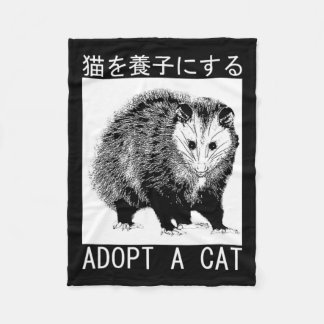 Vintage Adopt A Cat Possum Japanese Opossum Fleece Blanket