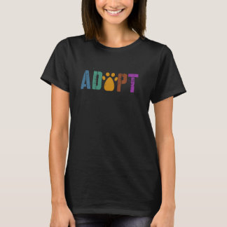 Vintage ADOPT Animal Mom Shelter Search Adoption V T-Shirt