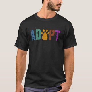 Vintage ADOPT Shelter Animal Search Rescue Cat Dog T-Shirt