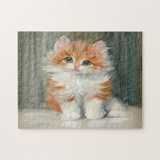 Vintage Adorable Kitten Meta Plückebaum Painting