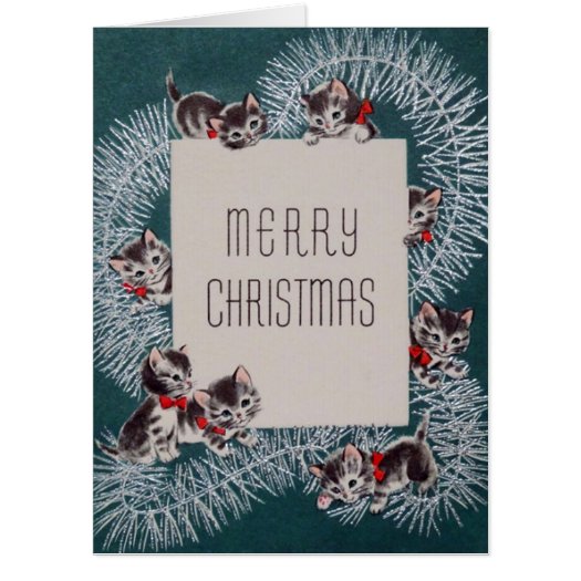Vintage Adorable Kittens with Christmas Greeting