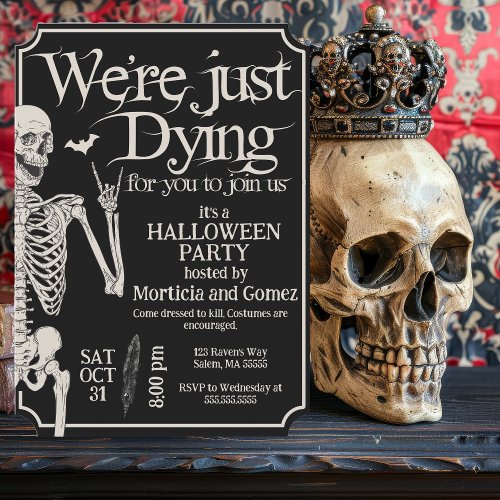 Vintage Adult Halloween Costume Party Skeleton Invitation